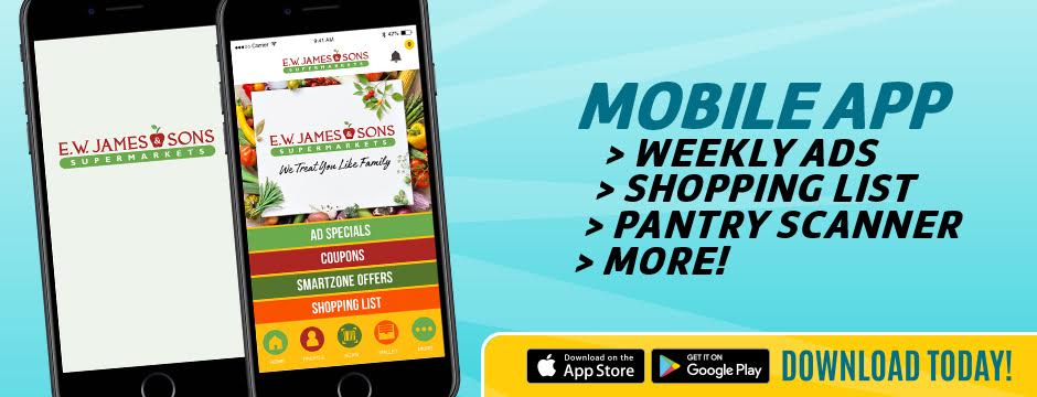 E.W. James &amp; Sons Supermarkets Grocery Shopping Companion Mobile App