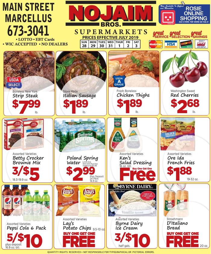 NOJAIM BROS. OF MARCELLUS Ad Specials