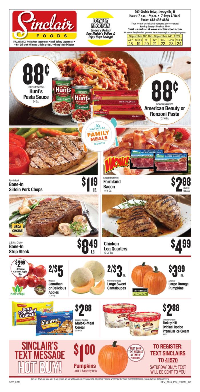 Sinclair's Foods | Ad Specials