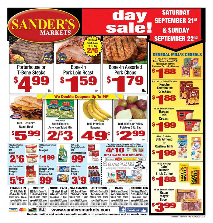 Sander's Markets Corry Ad Specials