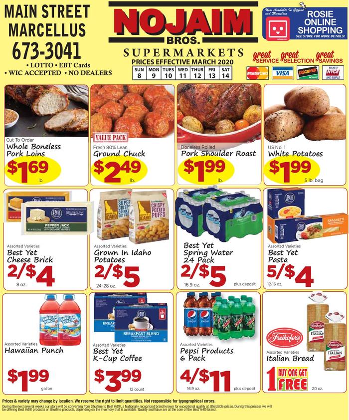 NOJAIM BROS. OF MARCELLUS Ad Specials