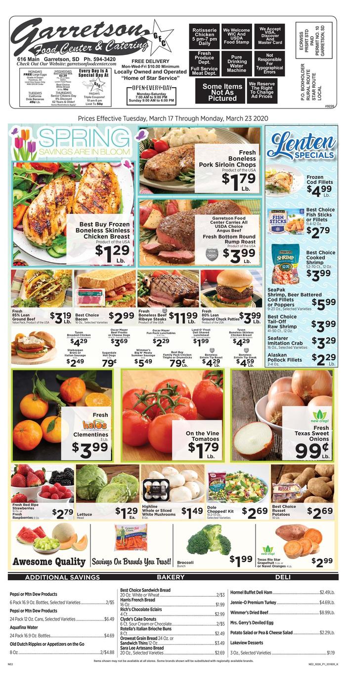 Garretson food center ad specials