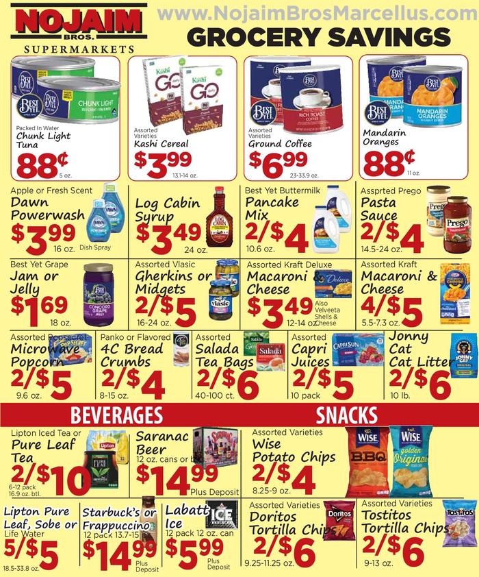 NOJAIM BROS. OF MARCELLUS Ad Specials