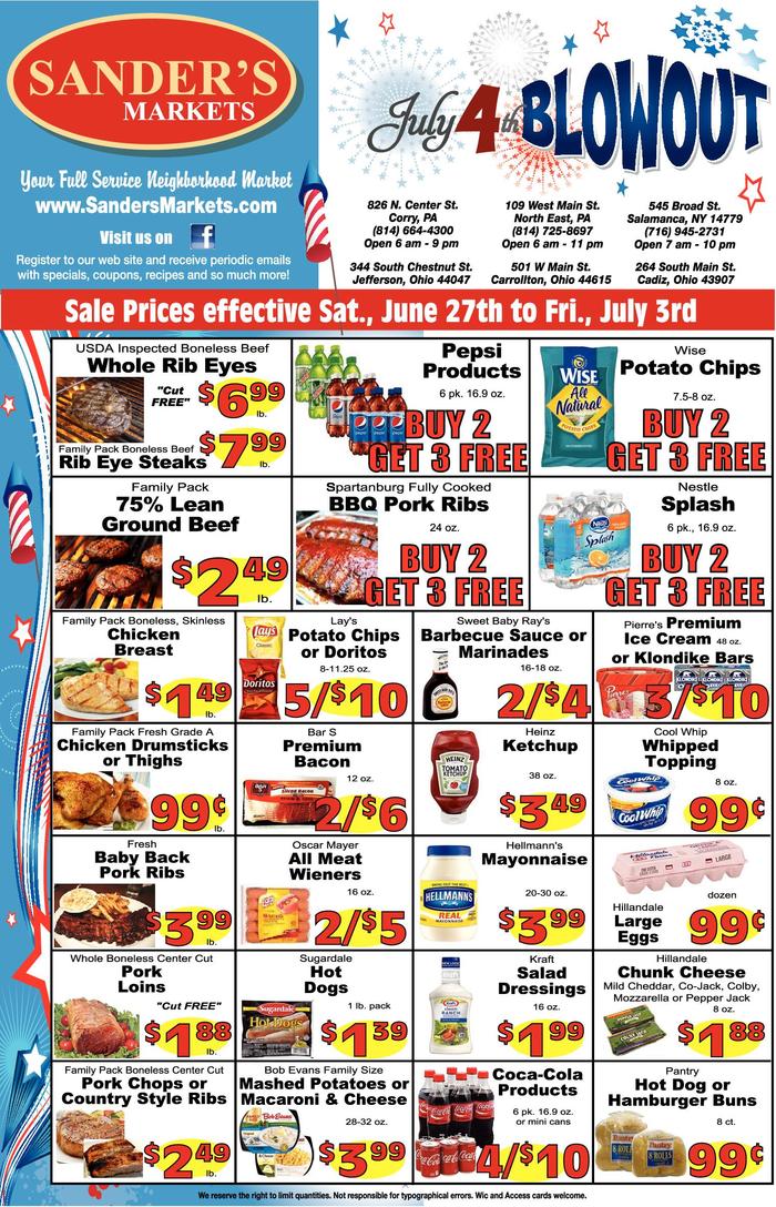 Sander's Markets Northeast Ad Specials