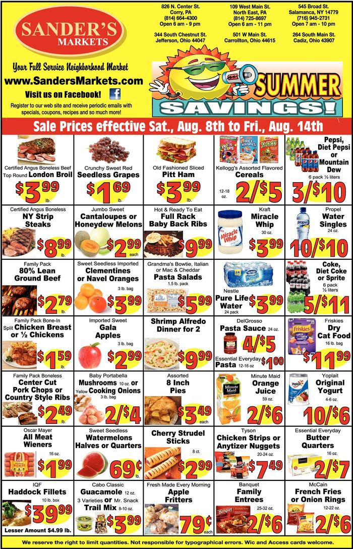 Sander's Markets Jefferson Ad Specials