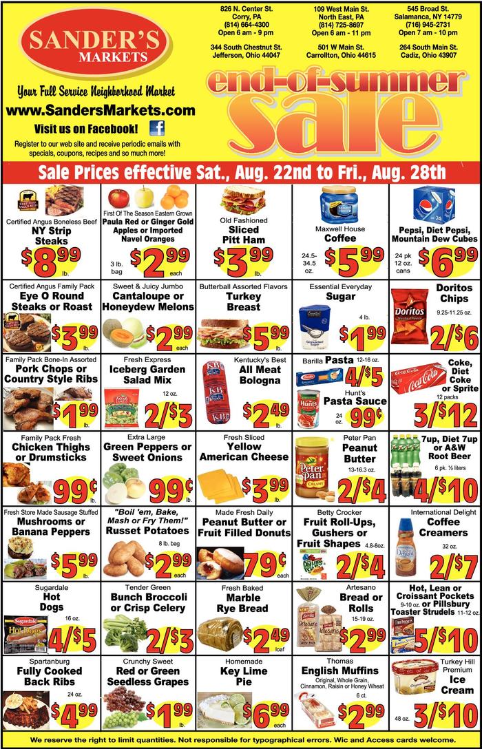 Sander's Markets Cadiz Ad Specials