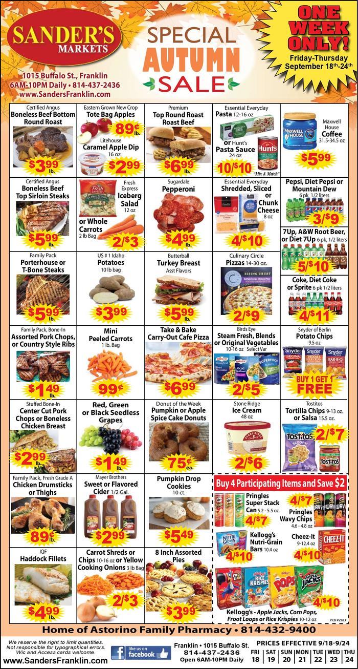 Sander's Markets Franklin Ad Specials