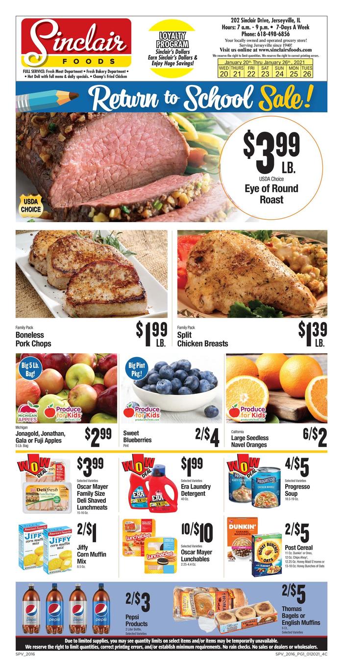 Sinclair's Foods | Ad Specials