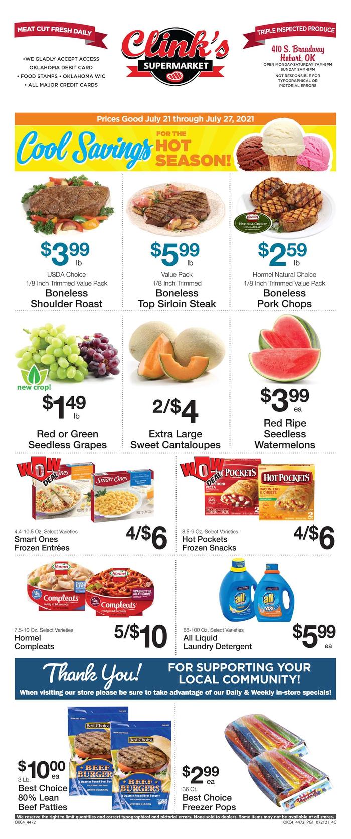 Clink's Supermarket Ad Specials