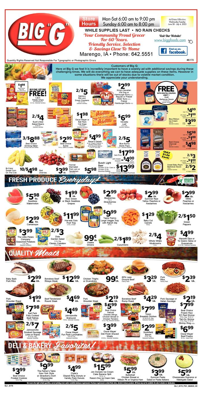Big g ad specials