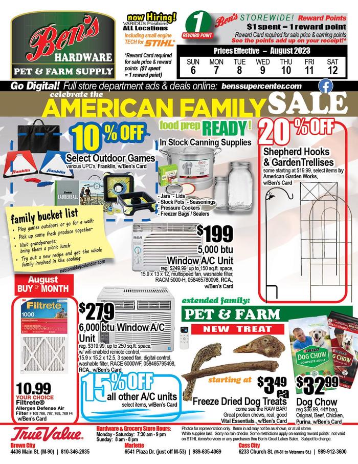 Ben S Supercenter Cass City Ad Specials