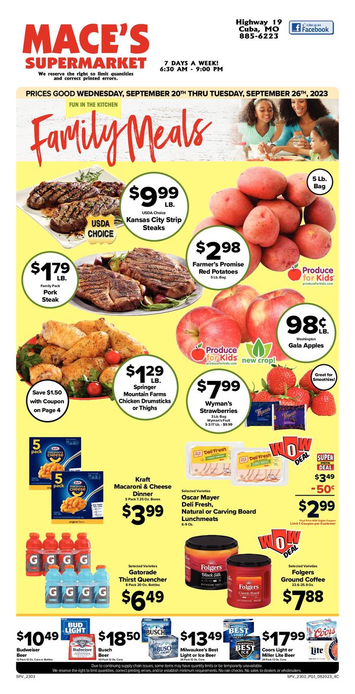 Mace Supermarket Cuba Ad Specials