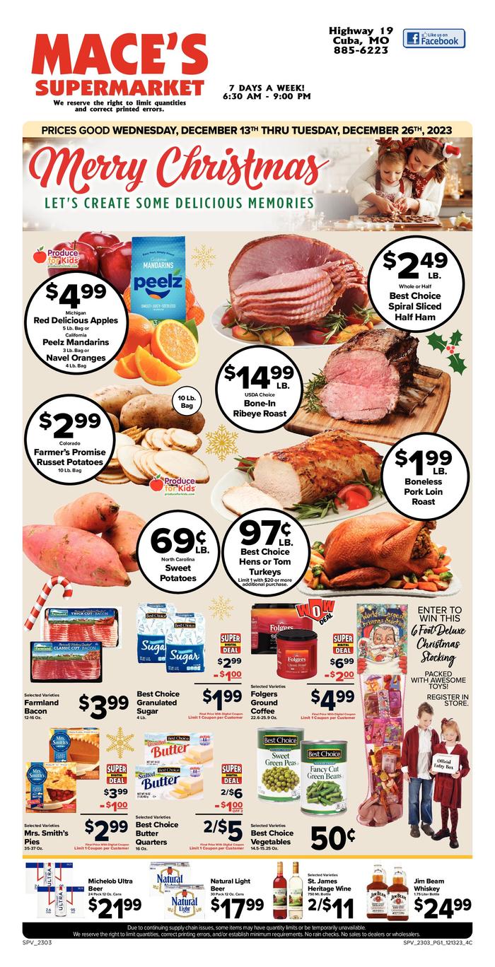 Mace Supermarket Cuba Ad Specials